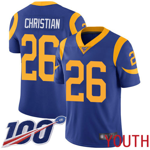 Los Angeles Rams Limited Royal Blue Youth Marqui Christian Alternate Jersey NFL Football #26 100th Season Vapor Untouchable
